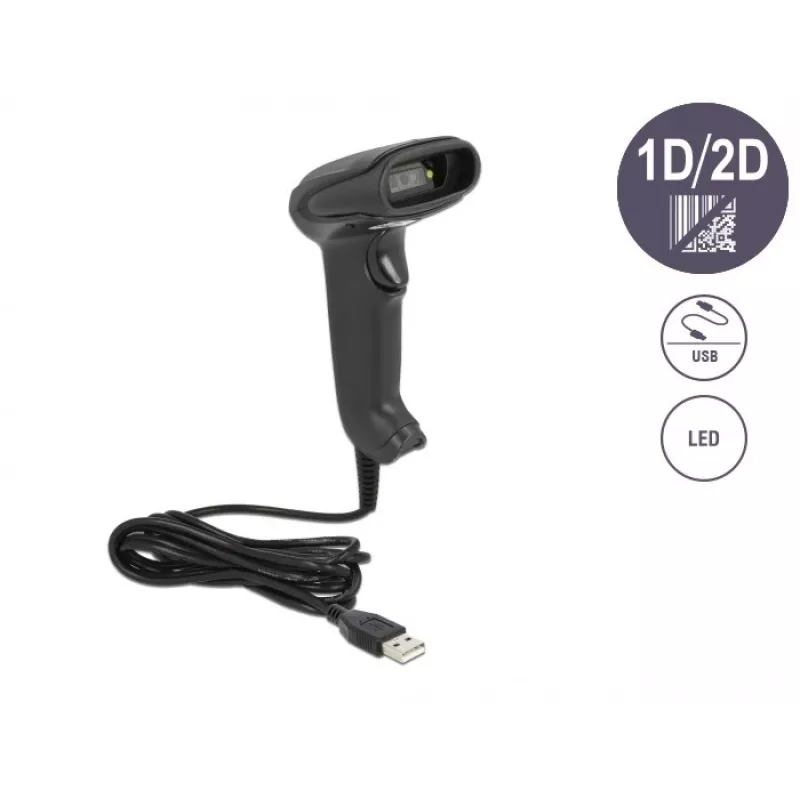 Ručný čítač čiarových kódov DeLOCK USB 1D 2D nemecká verzia