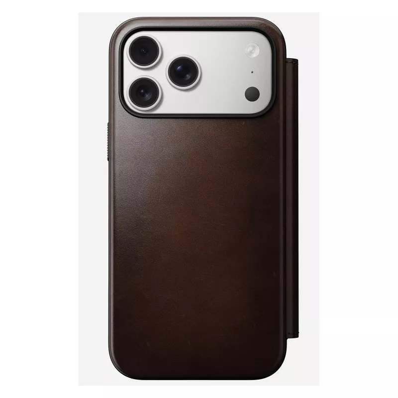 Puzdro na telefón Nomad Modern Leather Folio pre iPhone 17 Pro Max — hnedá, koža, 6,3