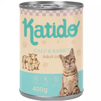 KATIDO teľacie s králikom - mokré krmivo pre mačky - 400 g