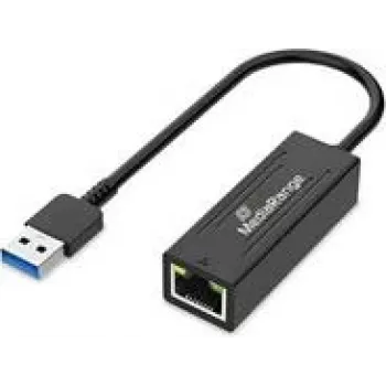 USB-A Ethernet adaptér MediaRange MRCS238 s RJ45 portom, 10/100/1000 Mbit/s, 20 cm, čierny