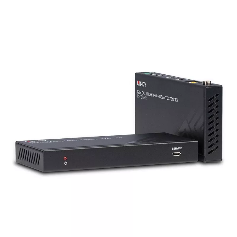 Lindy 38217 extender HDBaseT HDMI 4K60 cez Cat.6 150 m, IR a RS-232, vysielač a prijímač