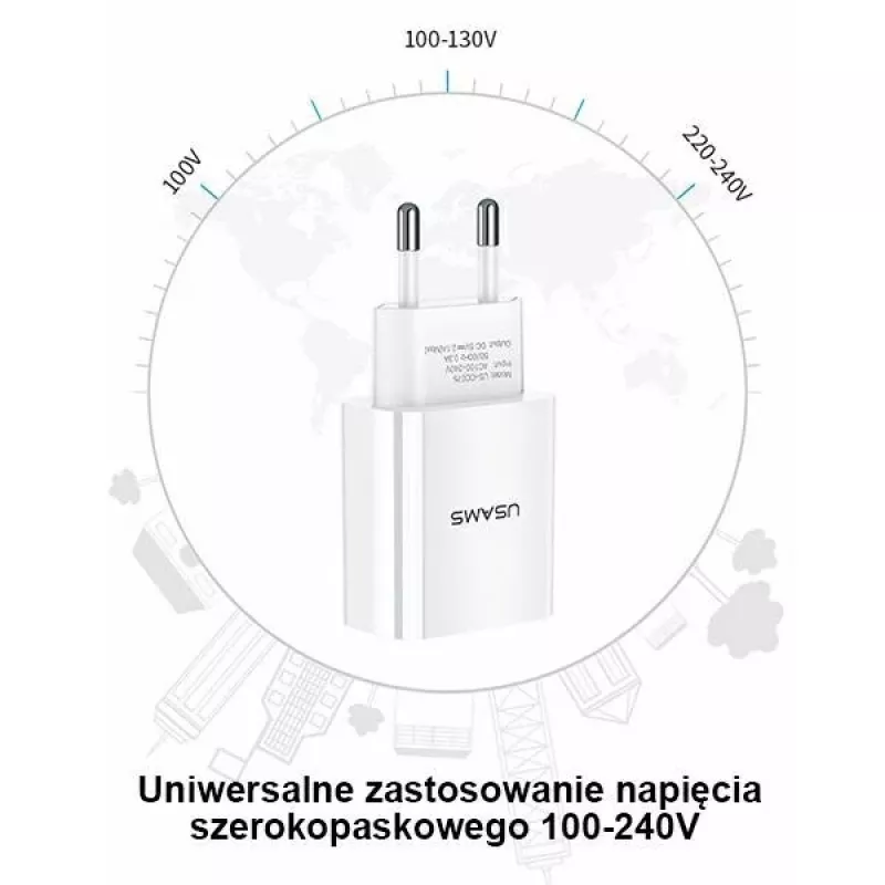 Nabíjačka usams T18 single USB 2.1A iba hlava