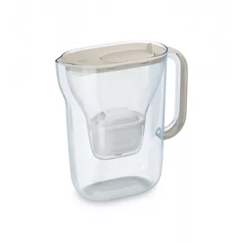 Filtračná kanvica na vodu BRITA Style Essential kanvica, 2,4 l nádrž (1,4 l filtrovaná), MAXTRA, sklopné veko, piesková