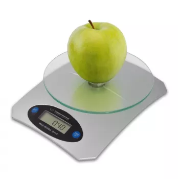 Elektronická kuchynská váha ESPERANZA Avocado sivá — kapacita 5 kg, bambusová plošina, jednotky g/lb/oz