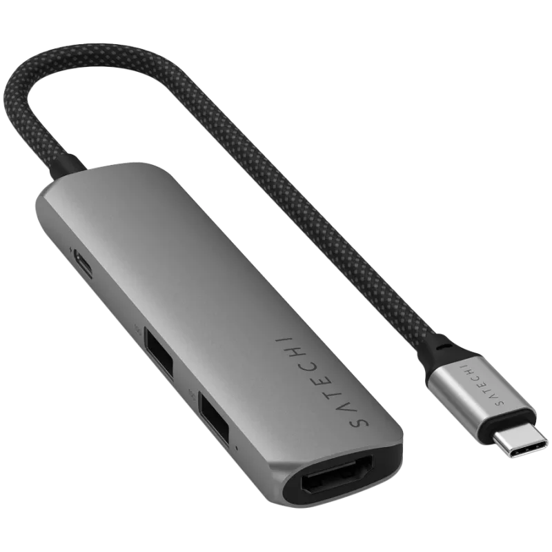 Satechi ST-P4SM rozbočovač USB Type-C 10000 Mbit/s sivý