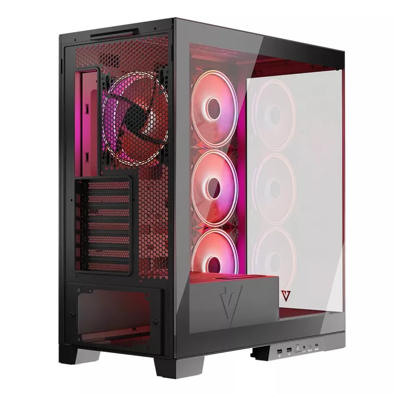 PC skriňa MODECOM Volcano SPACE APEX ARGB Midi Tower, tvrdené sklo, USB-C, podporuje ATX/microATX/Mini-ITX, GPU do 430 mm, CPU chladič do 180 mm