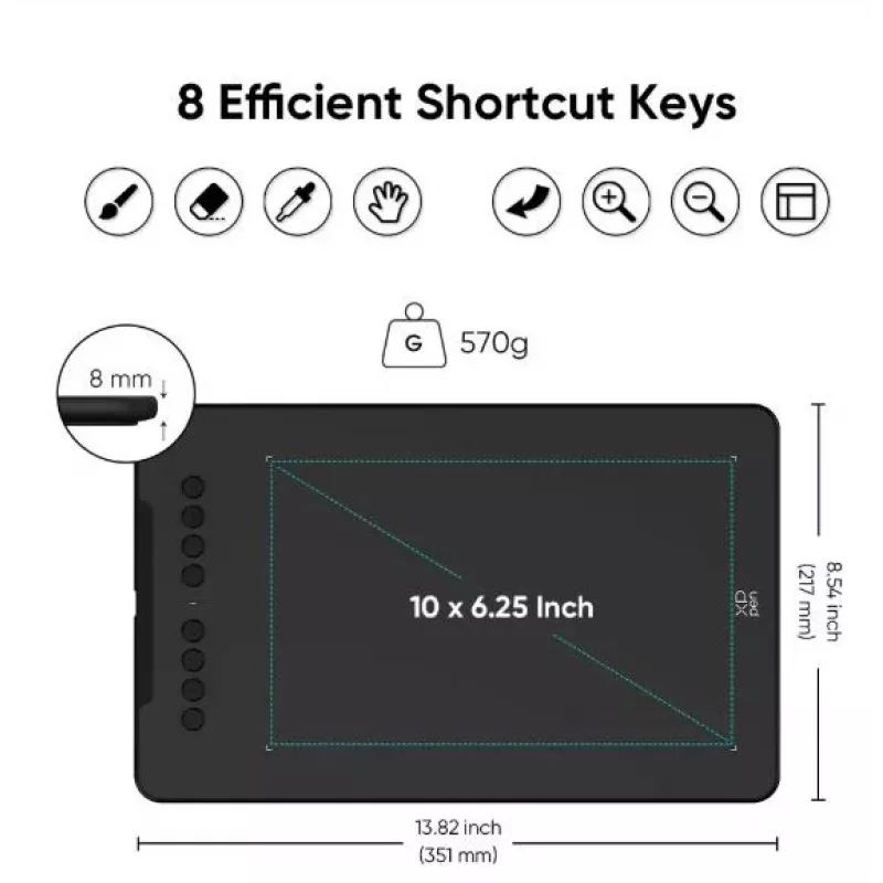 Grafický tablet XP-Pen DECO 01 V3 — 5080 lpi, 254 x 158,75 mm, čierny, USB (káblový & bezdrôtový)