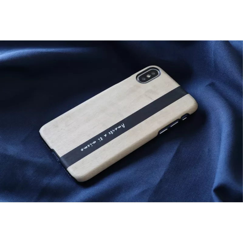 Puzdro na smartphone man and wood pre iPhone X/XS – čierna koža
