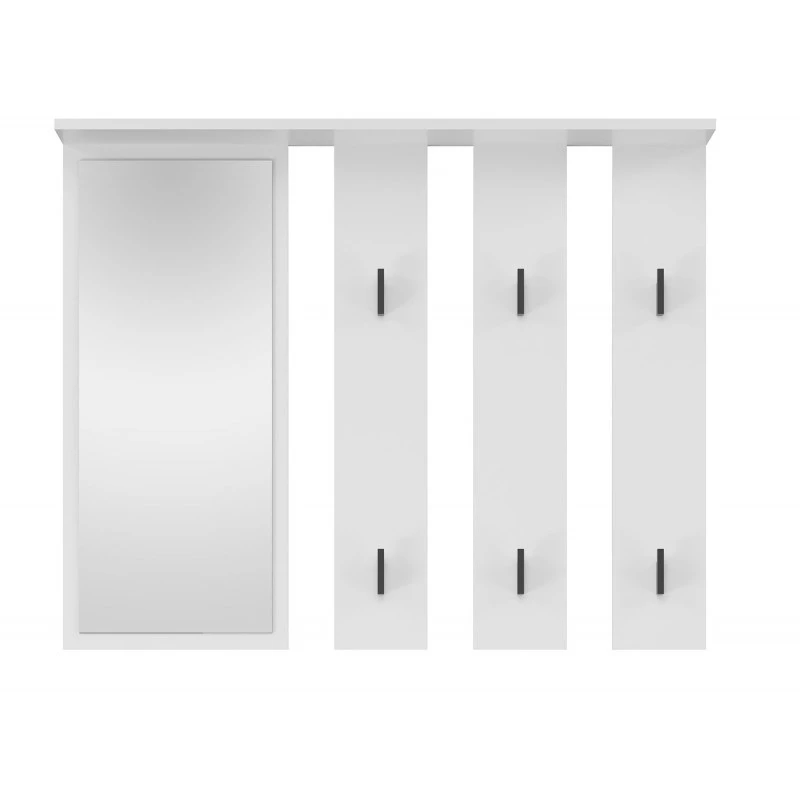 Vešiak + zrkadlo PARMA 100x15x.81.5 cm, biela