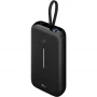 Powerbank 20 000 mAh, integrovaný USB-C kábel 13 cm, 30 W (čierna, 20 Ah, 1x USB-A, 2x USB-C, PD, QC)
