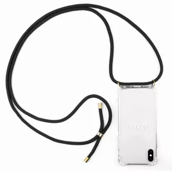 Lookabe puzdro na telefón s náhrdelníkom pre iPhone X/XS, zlaté/čierne
