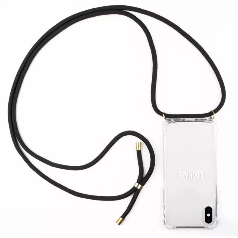 Lookabe puzdro na telefón s náhrdelníkom pre iPhone X/XS, zlaté/čierne