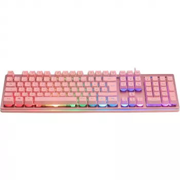 Deltaco GAM-021-RGB-P-DE - plná veľkosť (100%) - USB - membránové spínače - QWERTZ - ružová