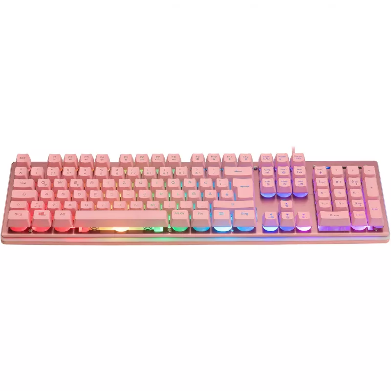 Deltaco GAM-021-RGB-P-DE - plná veľkosť (100%) - USB - membránové spínače - QWERTZ - ružová