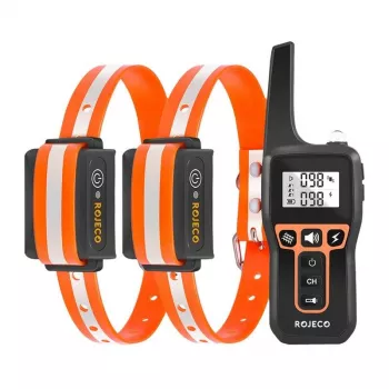 Výcvikový obojok pre psov Rojeco PD5291000m s 2 obojkami, nabíjateľný diaľkový ovládač, nastaviteľné statické impulzy/vibrácie/zvuk