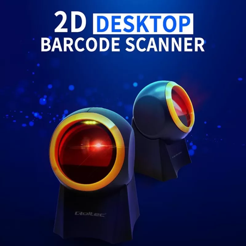 Qoltec 50857 káblová stolová čítačka čiarových kódov, 1D/2D, QR, USB, kábel 1,75 m