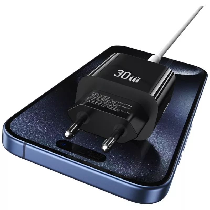 USAMS nabíjačka USA001631 30W s 1x USB-C a 1x USB-A rýchle nabíjanie