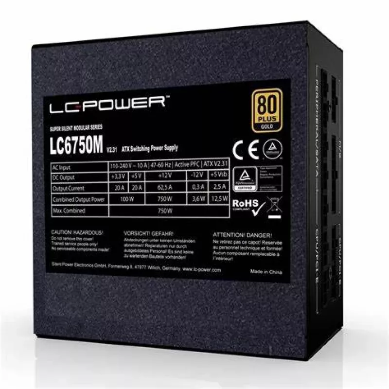 LC-Power Super Silent LC6750M V3.0 750W 80Plus Gold 135mm ventilátor retail - PC/serverový napájací zdroj - ATX