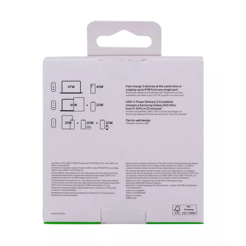 Belkin BoostCharge notebook, smartfón, Universal biely AC rýchlonabíjačka do interiéru