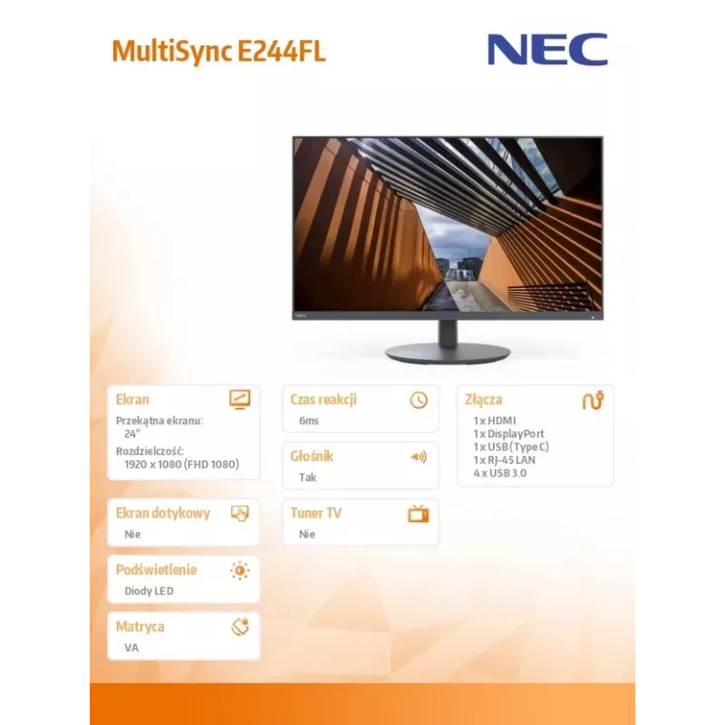 NEC MultiSync E244FL počítačový monitor 61 cm (24 palcov) 1920 x 1080 pixelov Full HD LCD čierny
