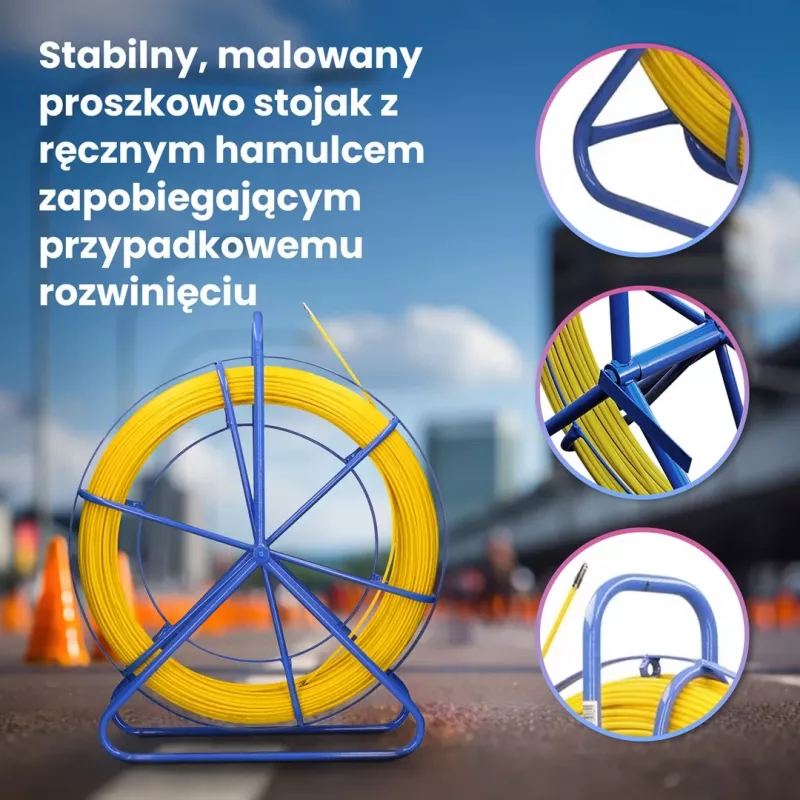 Extralink tyč na ťahanie káblov Pilot 6mm 200m optické vlákno FRP žltá