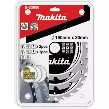 Sada kotúčov pre kotúčovú pílu MAKFORCE B-33906, Ø 190 mm, 12Z / 24Z (3 kusy, otvor 30 mm)