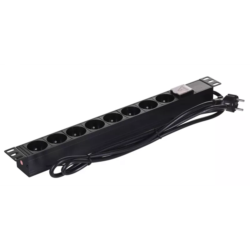 Alantec 19 inch 1U predlžovací kábel, 8x CEE 7/5, vypínač, 1,8m (PZ081U)