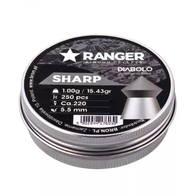Diabolo RANGER PRORO 5,5 mm, tvar diabolo, strieborná, 250 kusov, hliníkový dávkovač