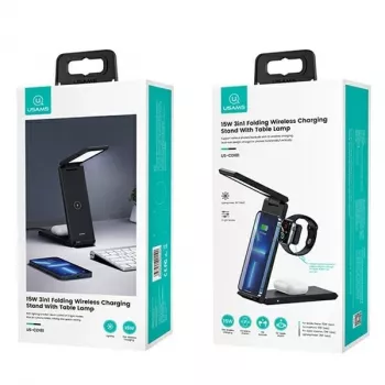 Bezdrôtová nabíjačka so svetlom 3-in-1 15W od usams model CD181WXC01 čierna