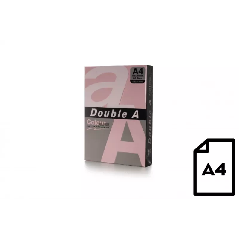 Farebný papier Double A, 80 g, A4, 500 listov, ružová