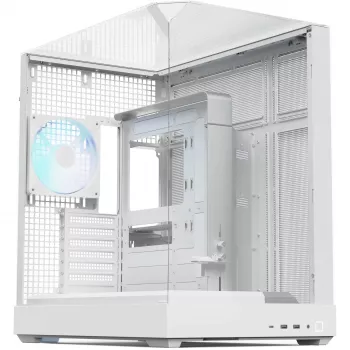 APNX skriňa typu tower V2 — biela, 3x tvrdené sklenené panely