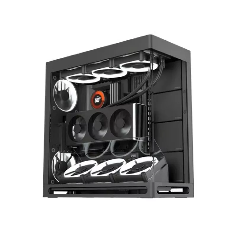 HAVN HS 420 VGPU PC skriňa, Midi-Tower, E-ATX, tvrdené sklo, PCIe-5.0 Riser kábel - čierna