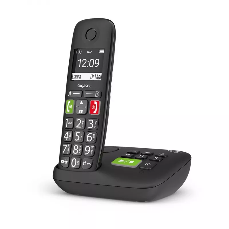 Gigaset E290A analógový/DECT telefón s identifikáciou volajúceho čierny