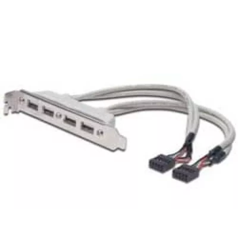 Slotový kábel USB 2.0 HighSpeed Type 2xIDC (5pin)/4xUSB A M/F sivý 0,25 m