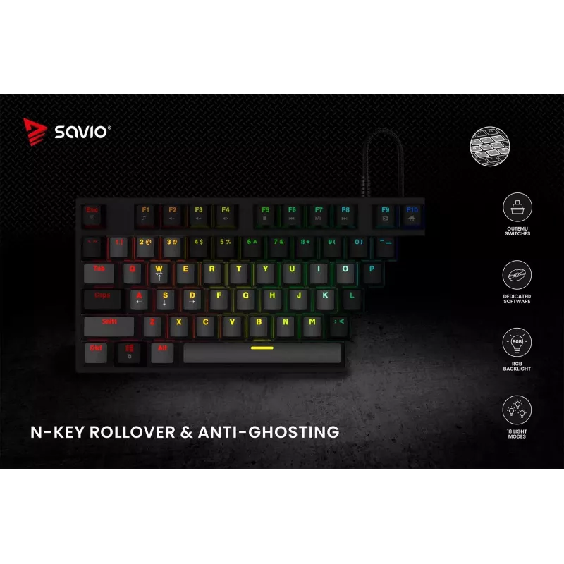 Savio mechanická klávesnica RGB Tempest X2 Outemu Brown