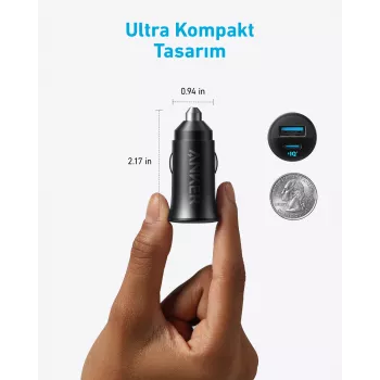 Anker auto nabíjačka 30 W 2 porty čierna rýchle nabíjanie
