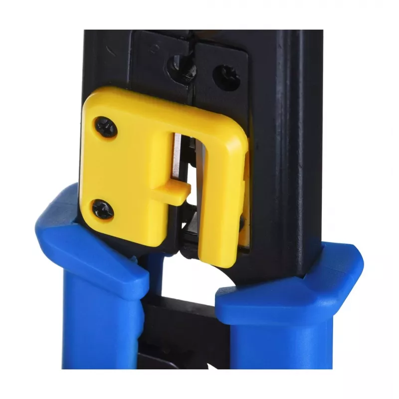 Krimpovacie kliešte Alantec NI040 pre RJ-45 konektory, oceľová konštrukcia, plastové rukoväte, čierna/modrá