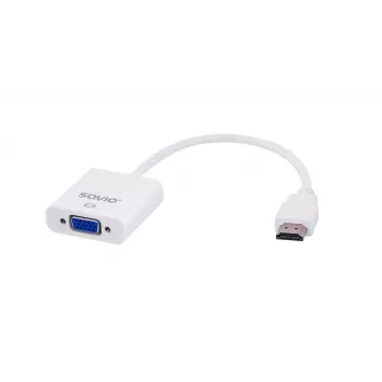 Savio CL-27B videokáblový adaptér 0,1 m HDMI Type-A (štandard) VGA (D-Sub) biely