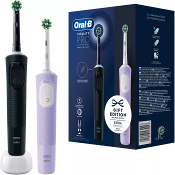 Oral-B Vitality Pro D103 Duo, elektrická zubná kefka čierna/fialová, Black/Lilac Violet, vrátane 2. rukoväte