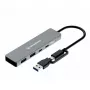 USB hub GrauGear G-HUB2C2A-10G — 4-portový USB 3.2 Gen 1 (2x Type-C, 2x Type-A), 10 Gbit/s, 100 W, hliník, sivý