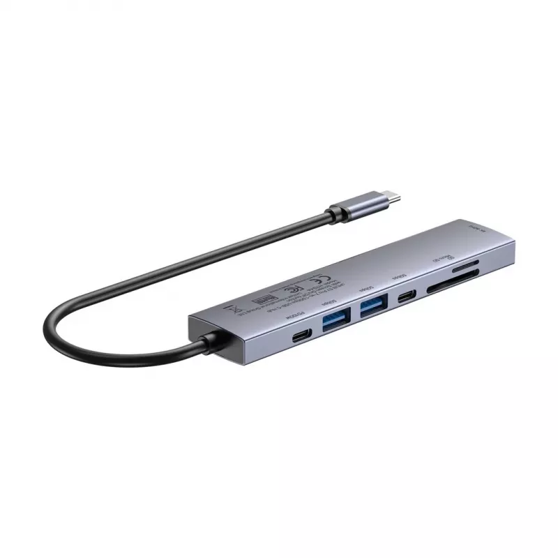 USB-C hub Unitek H1124AGY01 s 100W PD, HDMI 2.0, 2x USB‑A, 2x USB‑C, SD/microSD čítačka kariet — hliník