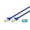 Prepojovací kábel DIGITUS CAT 6A S/FTP DK-1644-A-010-B-10, 1 m, modrý, 10 ks
