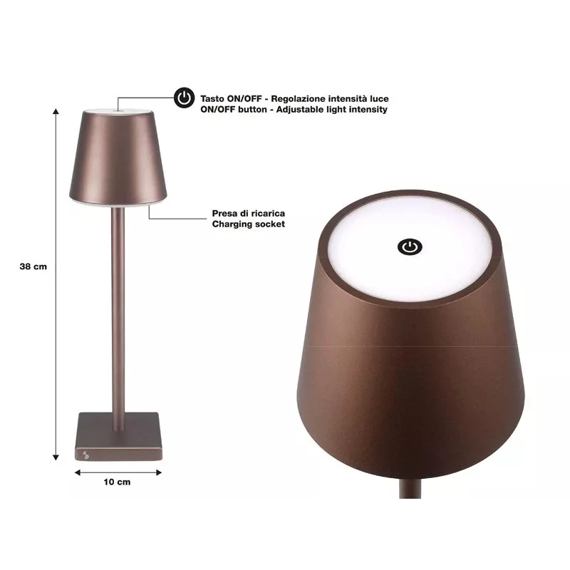 Nabíjateľná stolová lampa Beper P201UTP103, dotykový vypínač, 2 W