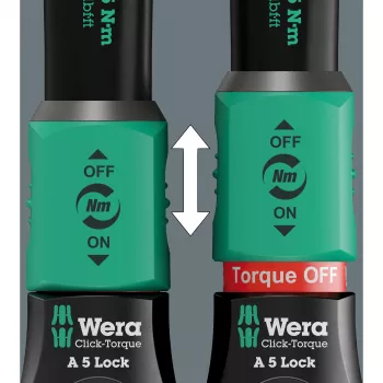 Momentový kľúč s prepínacou ráčňou Click-Torque Lock A 5 čierny/zelený, výstup 1/4, 2,5 až 25 Nm