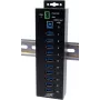 USB hub Exsys EX-1580SHMVS 10-portový managed s USB káblom a montážnou sadou na DIN lištu
