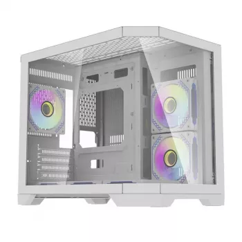 Darflash FT418 počítačová skriňa + 6 aRGB ventilátorov (biela)
