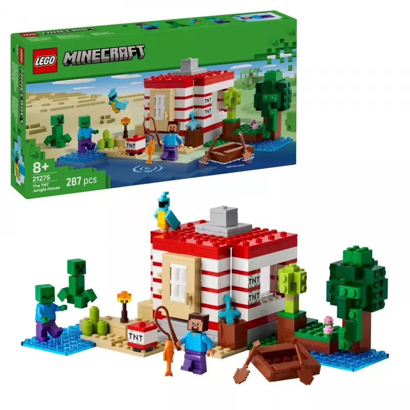 LEGO Minecraft sada 21275 TNT dom v džungli stavebná hračka, 287 dielov, 2 minifigúrky, od 8 rokov