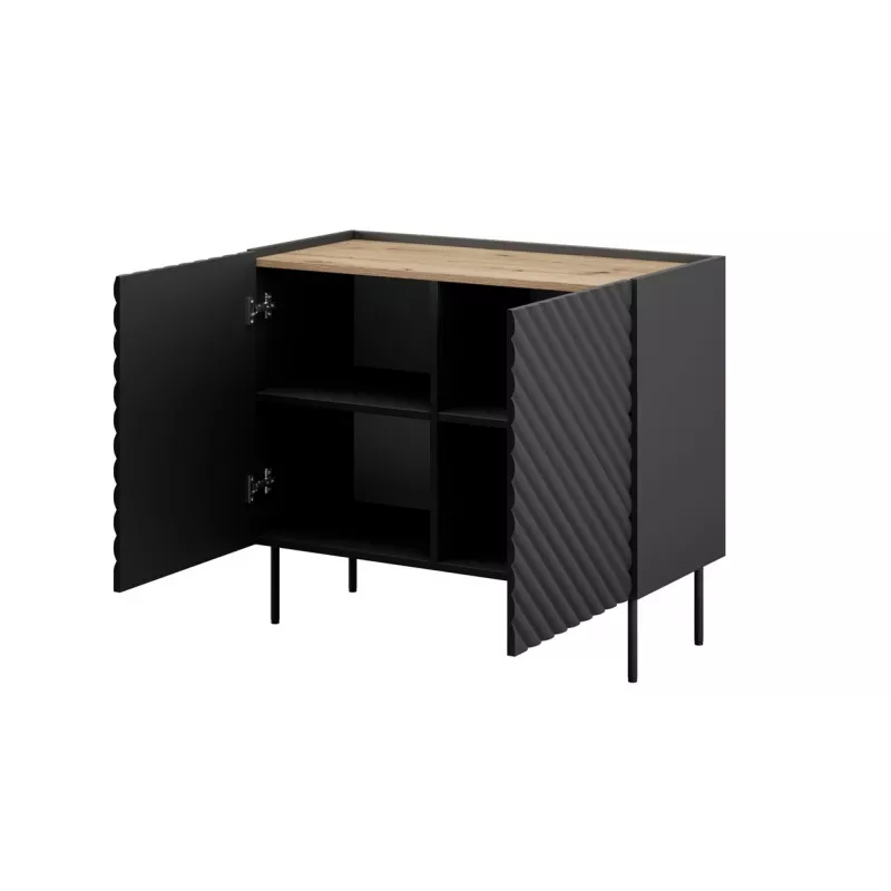 Komoda Cama Meble ONDA 2D 98x45x85 cm, čierna, rám z drevotriesky