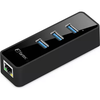 Fantec UMP-3UE1000 - sieťový adaptér - USB3.0 - Gigabit Ethernet x 1 + USB3.0 x 3 - čierna (1959)
