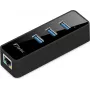Fantec UMP-3UE1000 - sieťový adaptér - USB3.0 - Gigabit Ethernet x 1 + USB3.0 x 3 - čierny (1959)